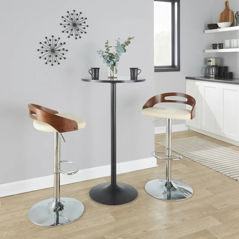 Adjustable Bar Stool with Oval Footrest (Set of 3)