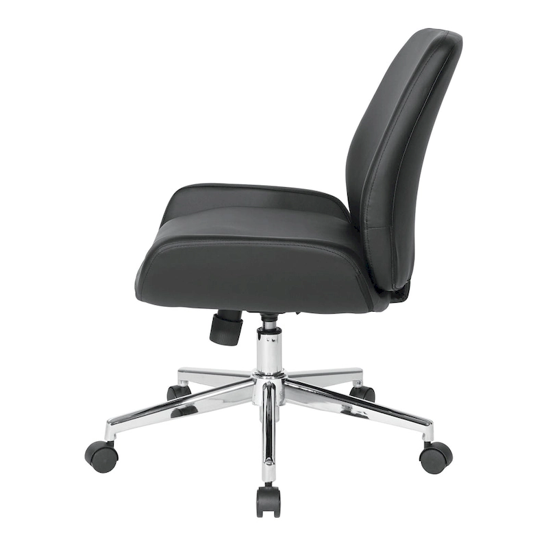Office Chair with Faux Leather and Chrome Finish Base