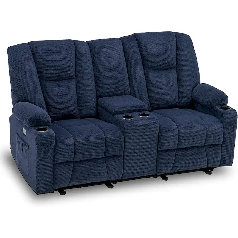 MCombo Electric Power Reclining Sofa with Massage and Lumbar Heat, Fabric 6015/6025/6035/6045