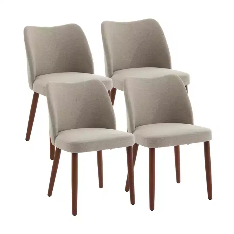 Mid-century Modern Style Dining Chair with High Back and Wooden Legs, Suitable for Dining and Living Room, Set of 2