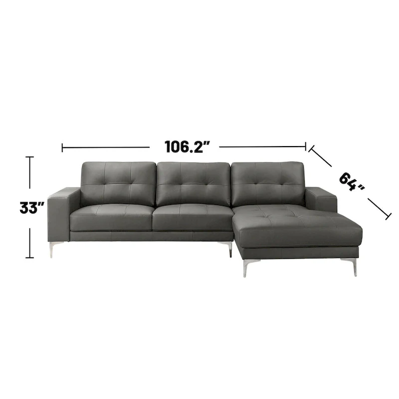 2 Piece Faux Leather Sectional Set with Square Armrest