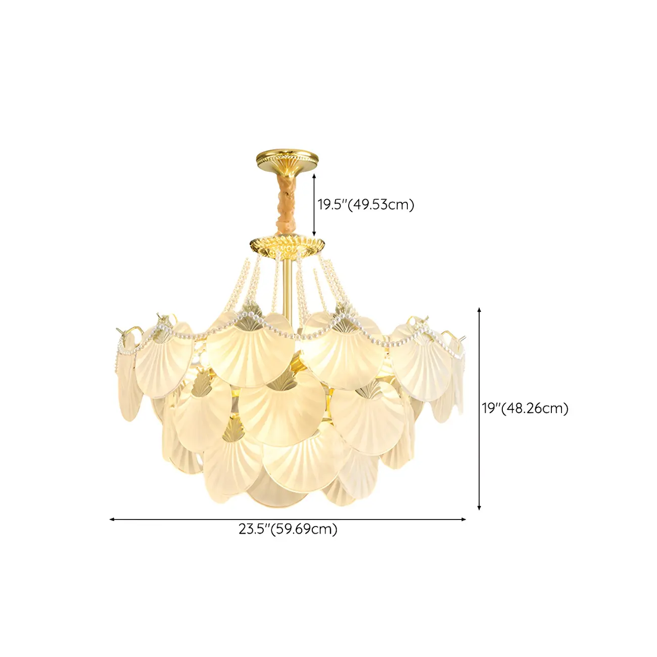Luxury Modern Tiered Shell Chandelier with Frosted Glass