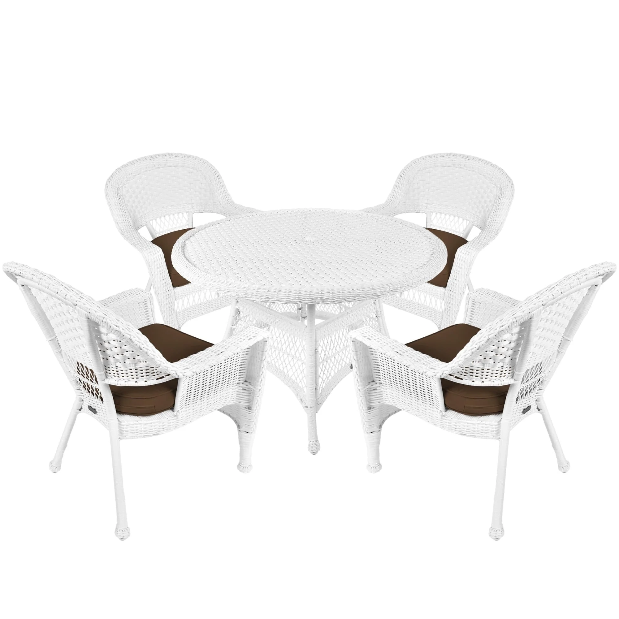 5-piece White Resin Wicker Dining Set