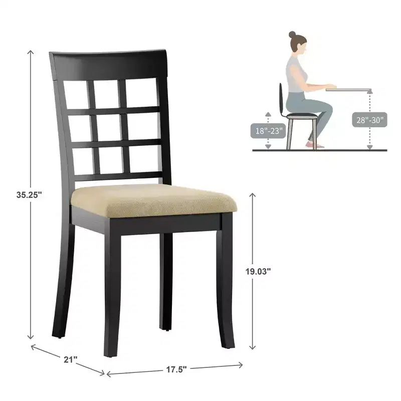 Black/Beige Armless Dining Chair, Curved Back, Set of 2
