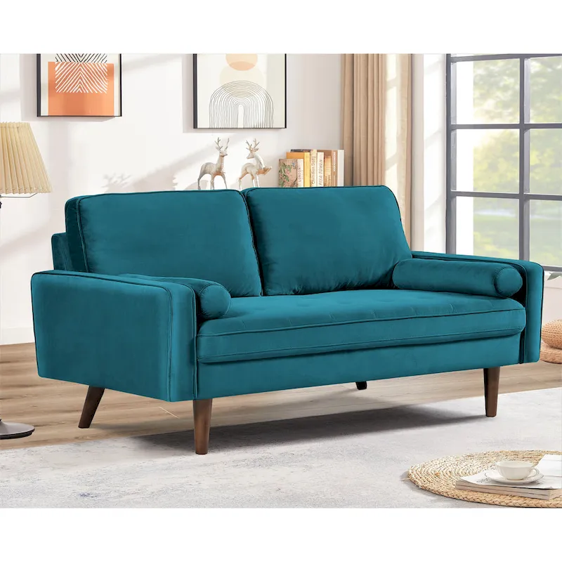 Monahan 58W Wood Frame Velvet Tufted Sofa