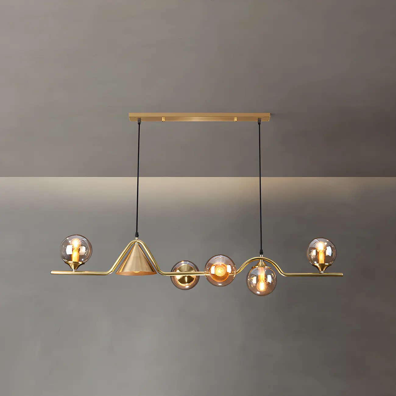Kitchen Modern Gold Glass Globe Island Chandelier