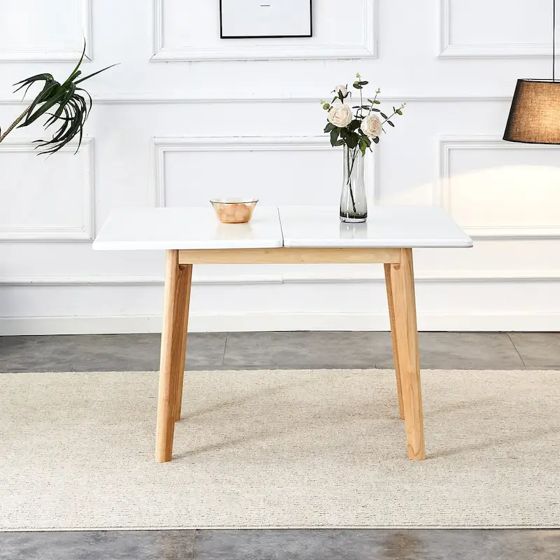 Imitation Marble White Sintered Stone Tabletop With Rubber Wooden Legs,Foldable Computer Desk,Foldable Office Desk