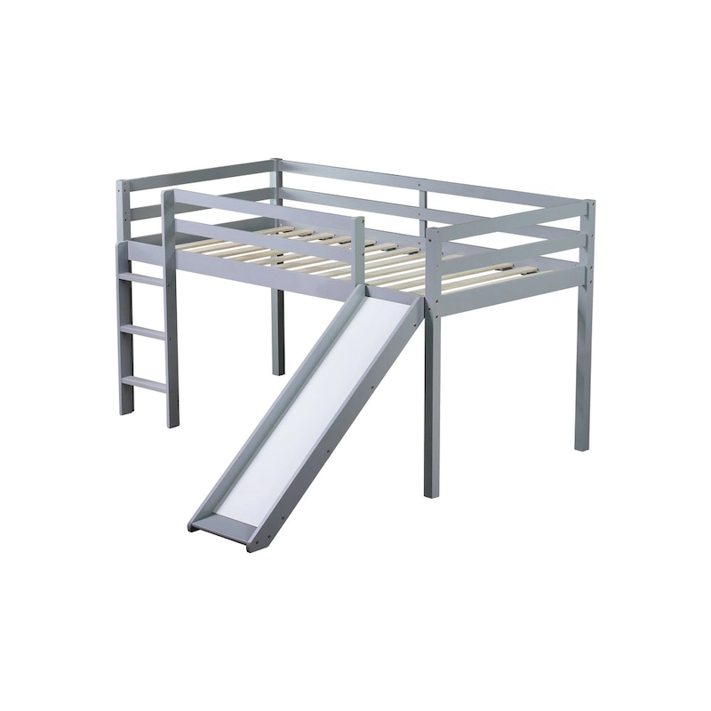 Twin Loft Bed with Slide and Low-Profile Design