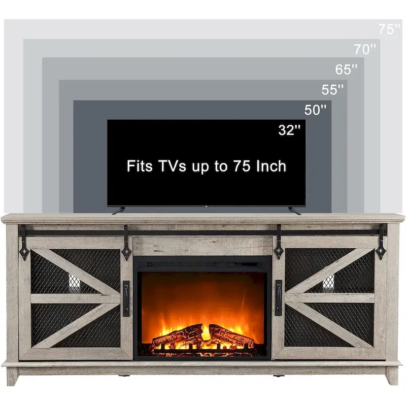 Farmhouse Fireplace TV Stand, Entertainment Center, TV Console