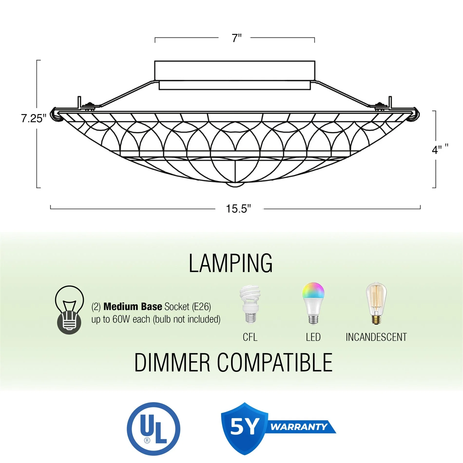 Mateo 16 2-Light Modern Dragonfly Tiffany Glass Flush Mount Ceiling Light