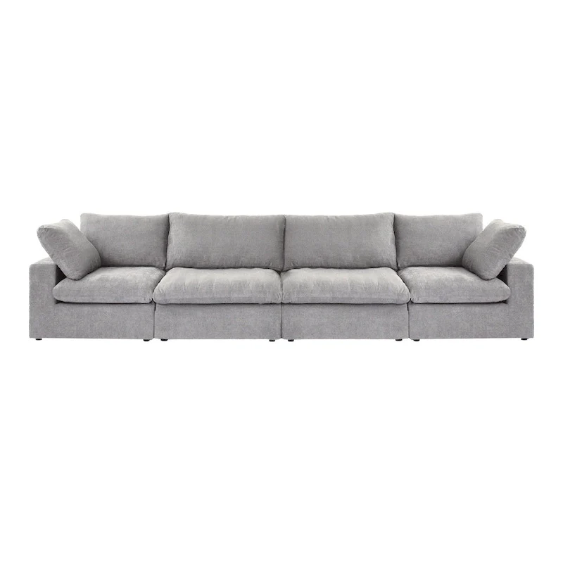 160.6 Modern Linen Upholstered Sofa Multiple Cushions Sectional Couch