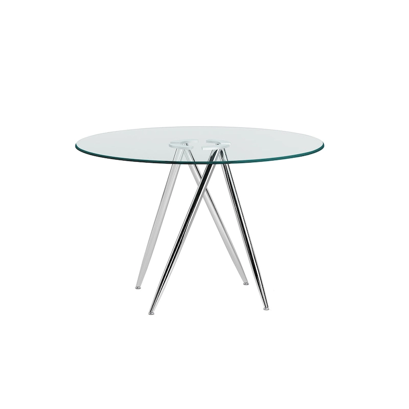 Somette Benz 47 Round Glass Table with Tapered Art Deco Base