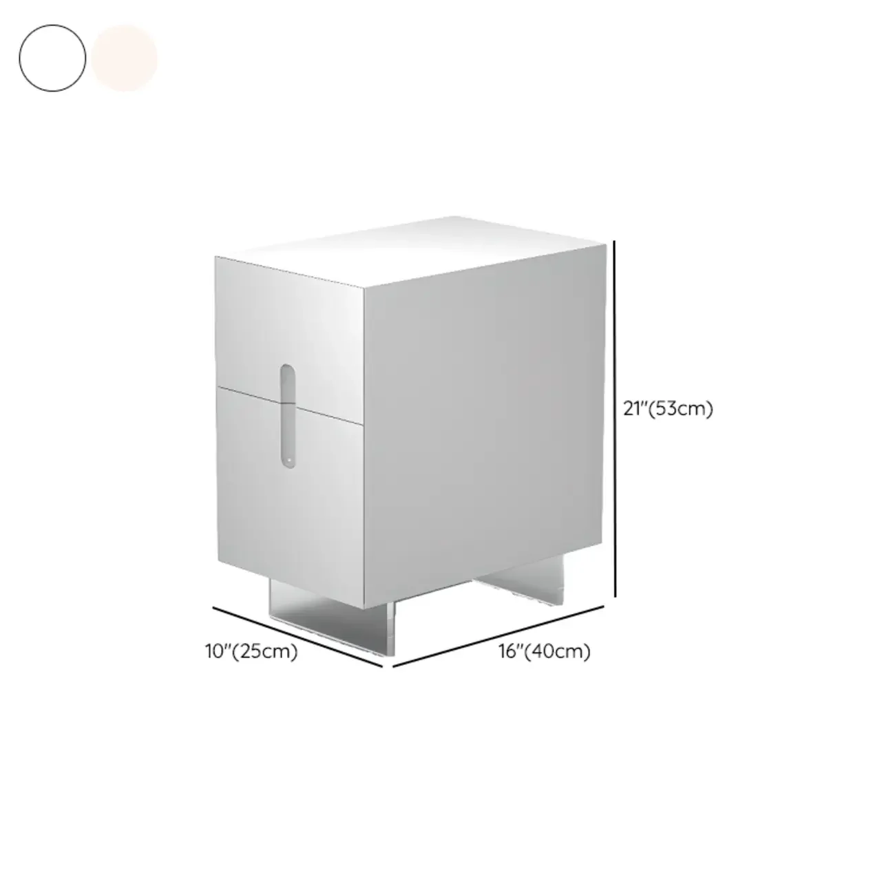 Modern White Wood Clear Base 2-Drawer Nightstand
