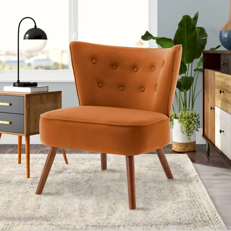 Tufted Velvet Accent Chair Upholstered Living Room Side Chair - 27.6 W x 28 D x 31.3 H