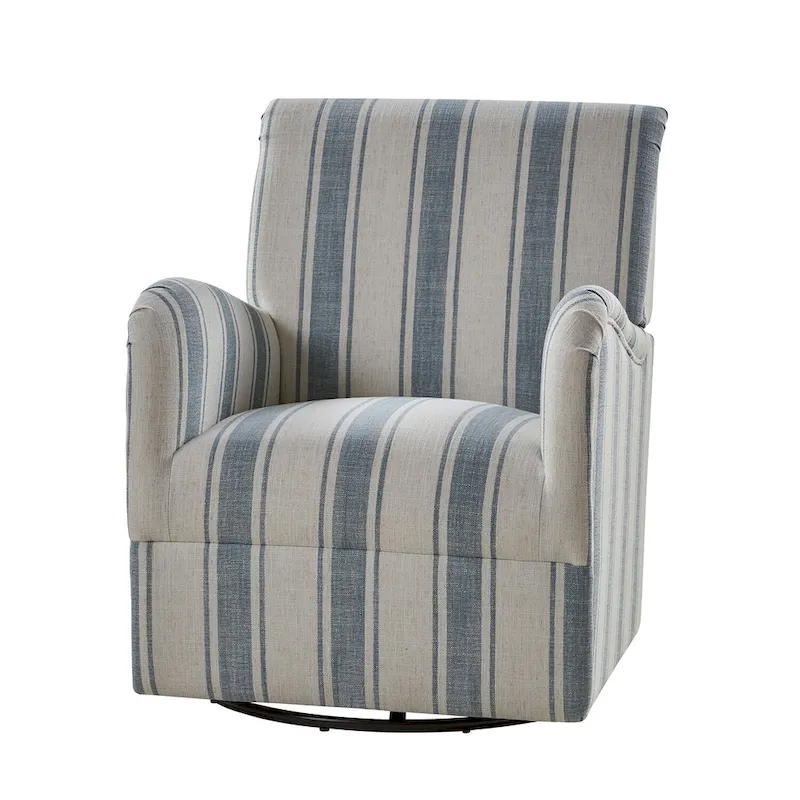 Pancy Traditional Swivel Armchair with Jacobean Strip Pattern by HOLALA HOME