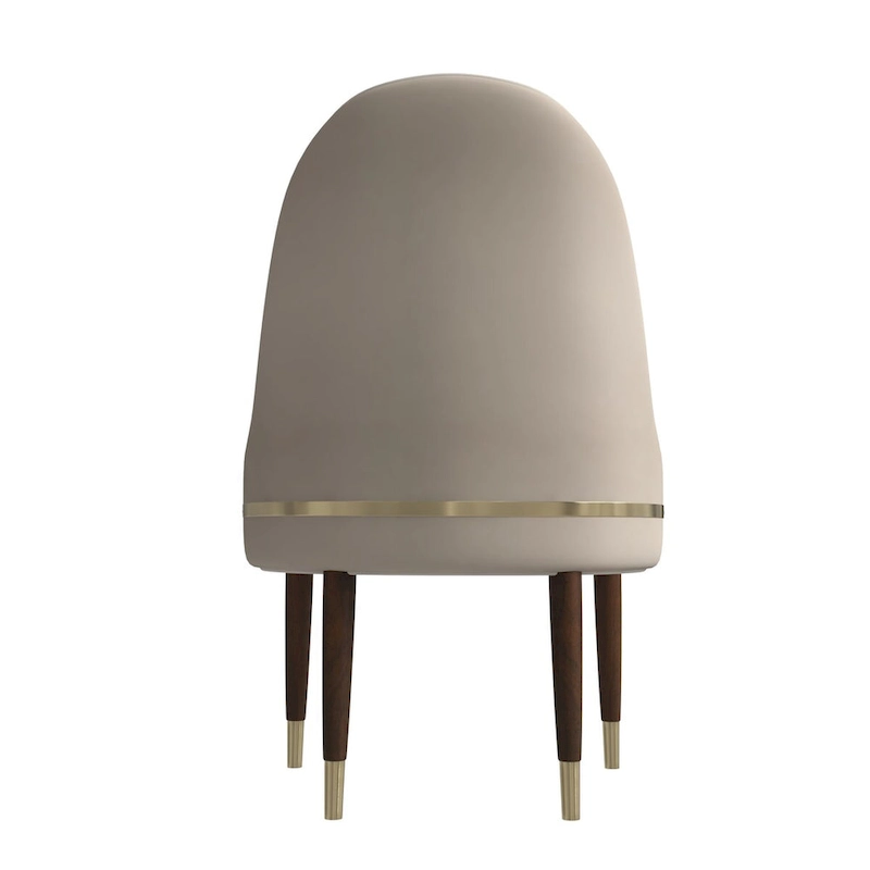 Leather Dining Chair with a Ripple Back and Gold Accents Design Elara Collection