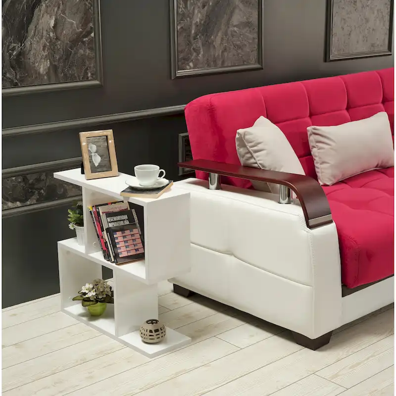 Lon Rectangle 4 Shelves End Table, 23 inch Skinny End Table