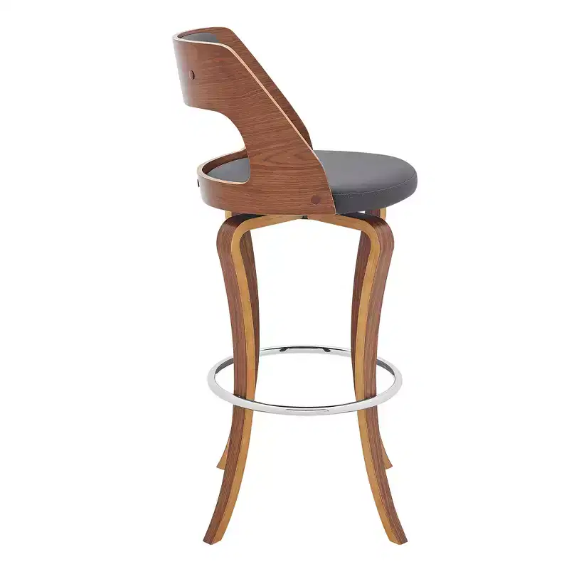 Brown Faux Leather Swivel Bar Stool, Counter Height, Single
