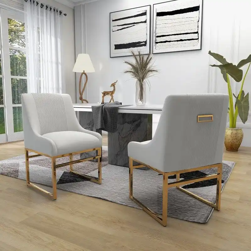 SEYNAR Contempoary Velvet Dining Chair with Metal Frame Legs, set of 2