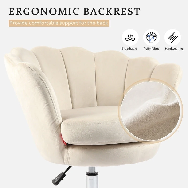 VANITII Accent Chair Swivel Vanity Chair Office Desk Chair With Wheels Modern Height Adjustable Pink/Grey/White