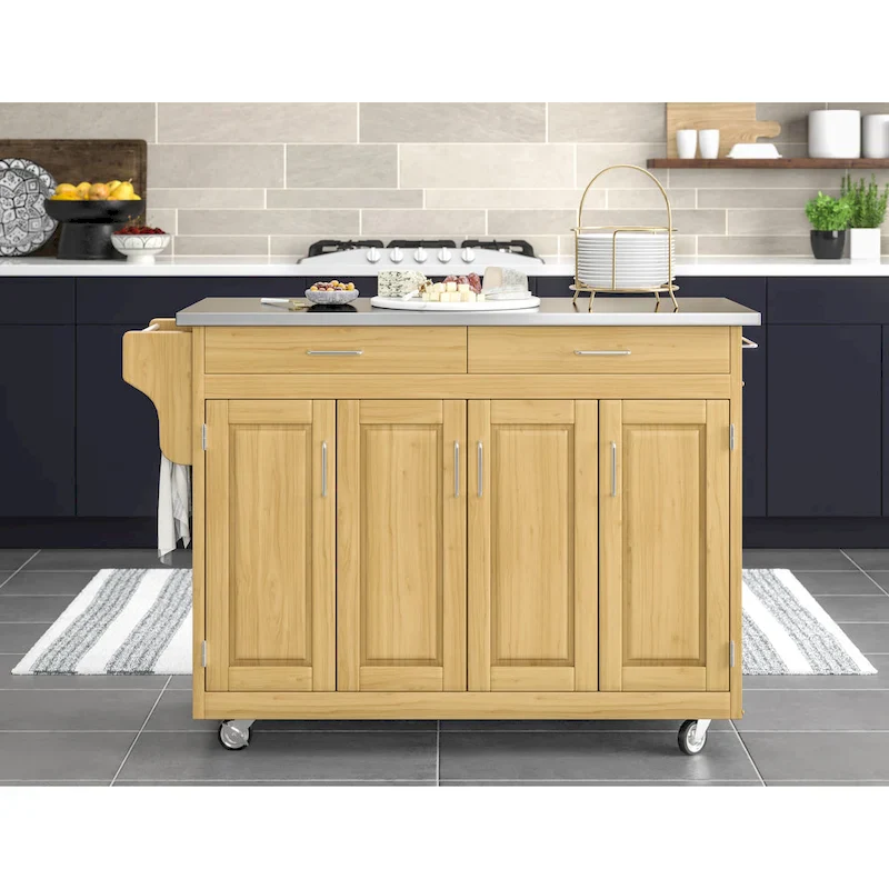Homestyles Create-a-Cart Natural Mobile Kitchen Cart with Stainless Steel Top