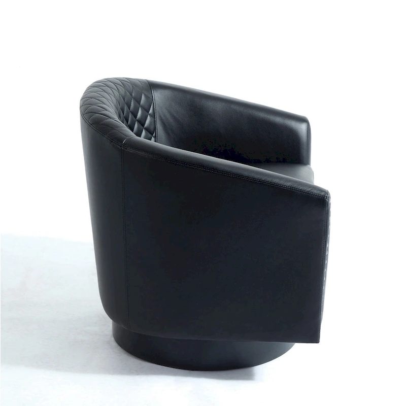 Modern Armchair Faux Leather Nailhead Trim Swivel Accent Chair