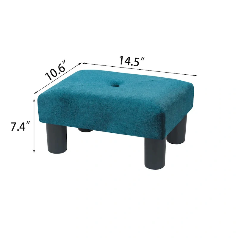 Adeco Velvet Foot Stool Ottoman with Tufted Button