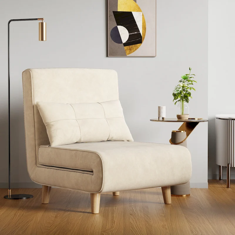 3 in 1 Convertible Upholstered Sofa Bed Sleeper Chair, Chaise Lounge Sofa, Folding Sleeper Chair, Recliner Chair with Pillow