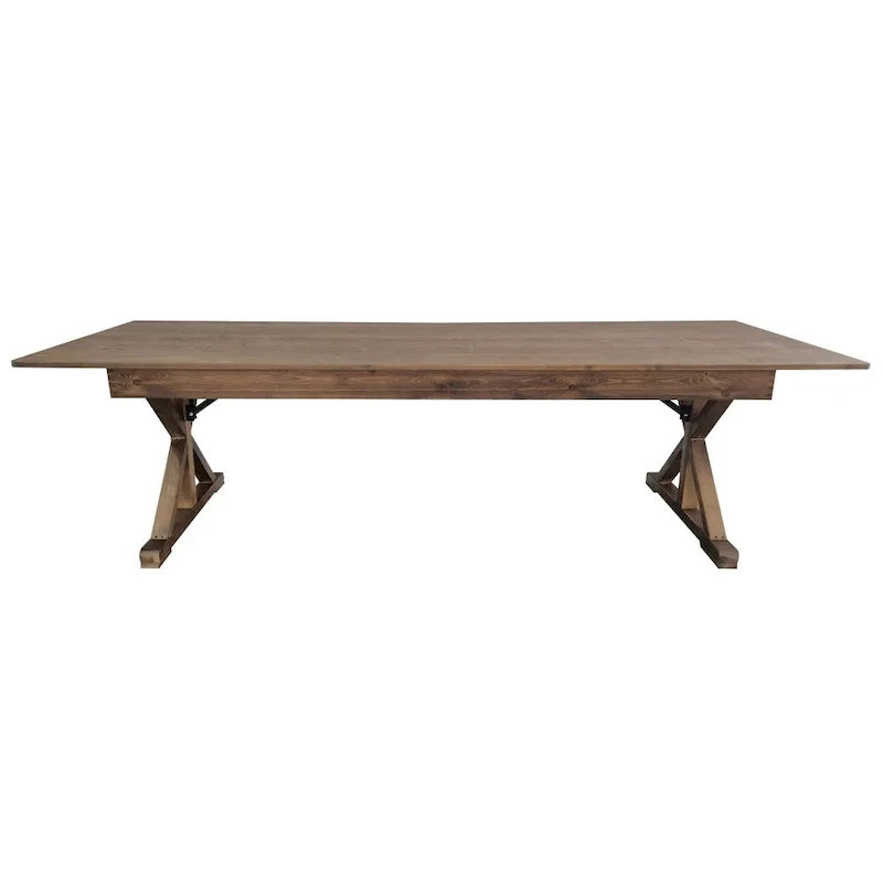 Solid Pine Farm Dining Table with X-Style Legs - 9' x 40