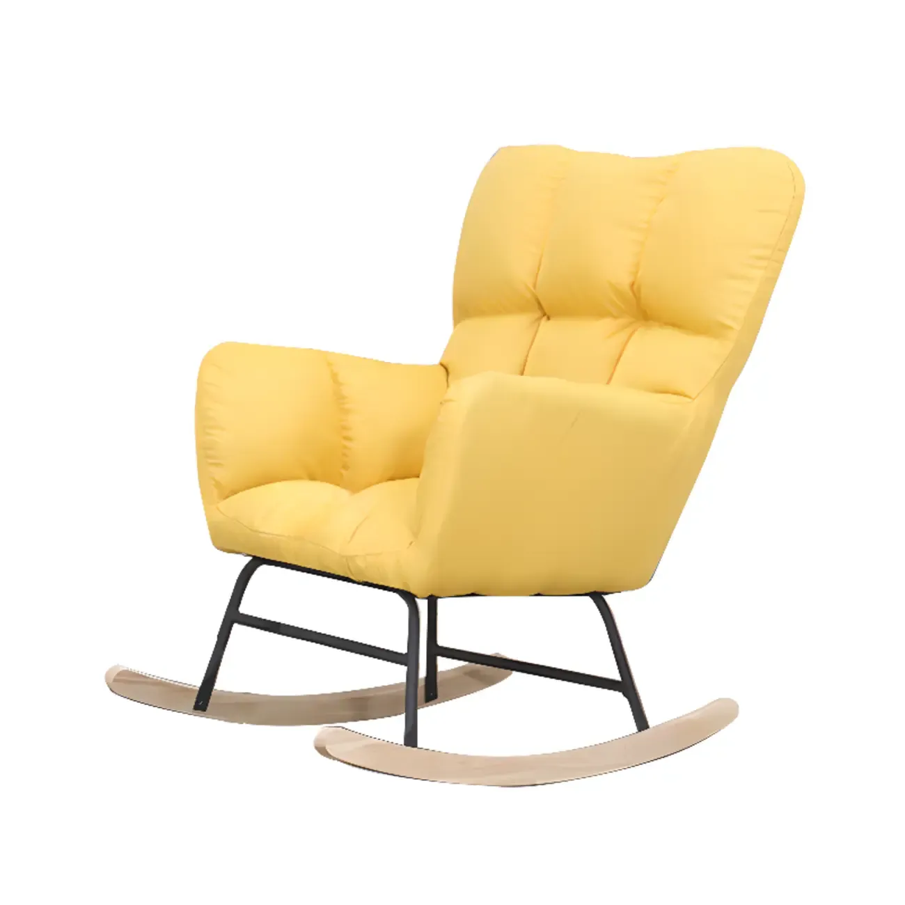 Tech Cloth Upholstered Wood Rocking Chair with Recessed Arm