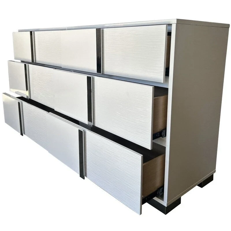 Best Quality Furniture B750 White Lacquer with LED Bedroom Set