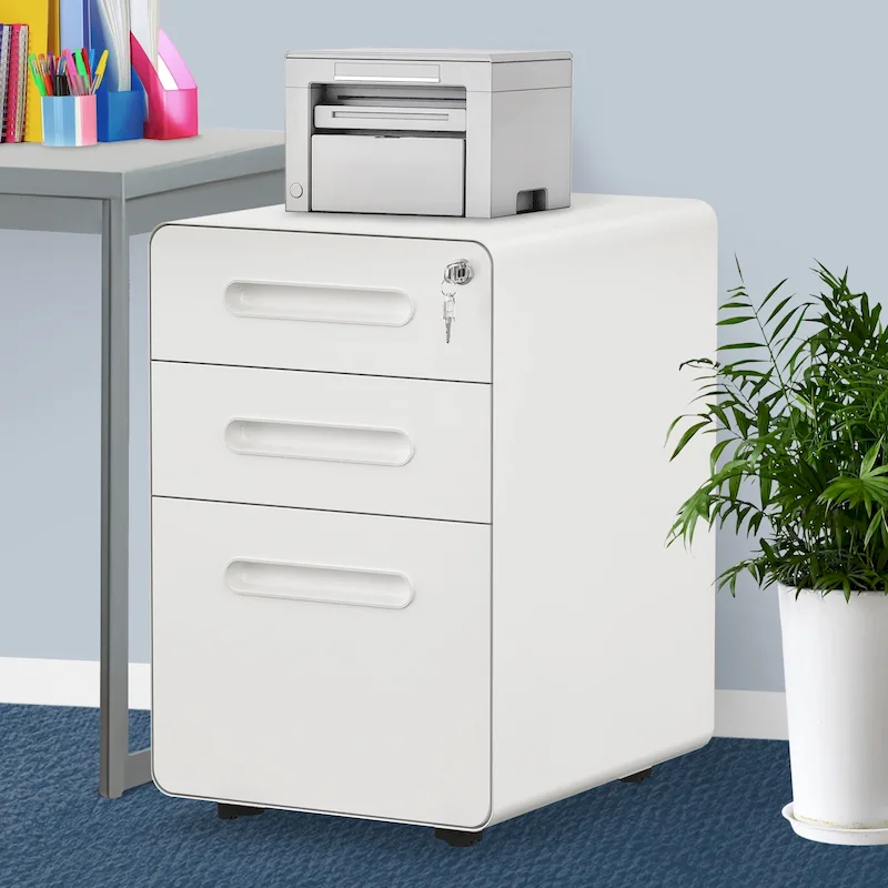 Modern 3-Drawer Mobile Vertical Steel File Cabinet