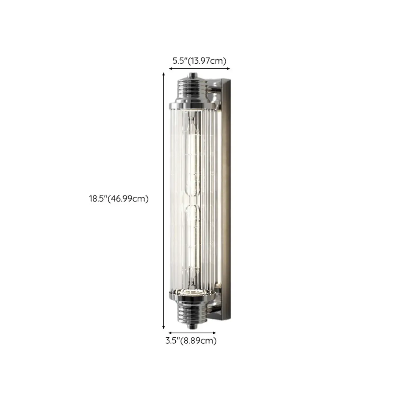 Chrome Glass Cylinder Vertical Wall Sconce