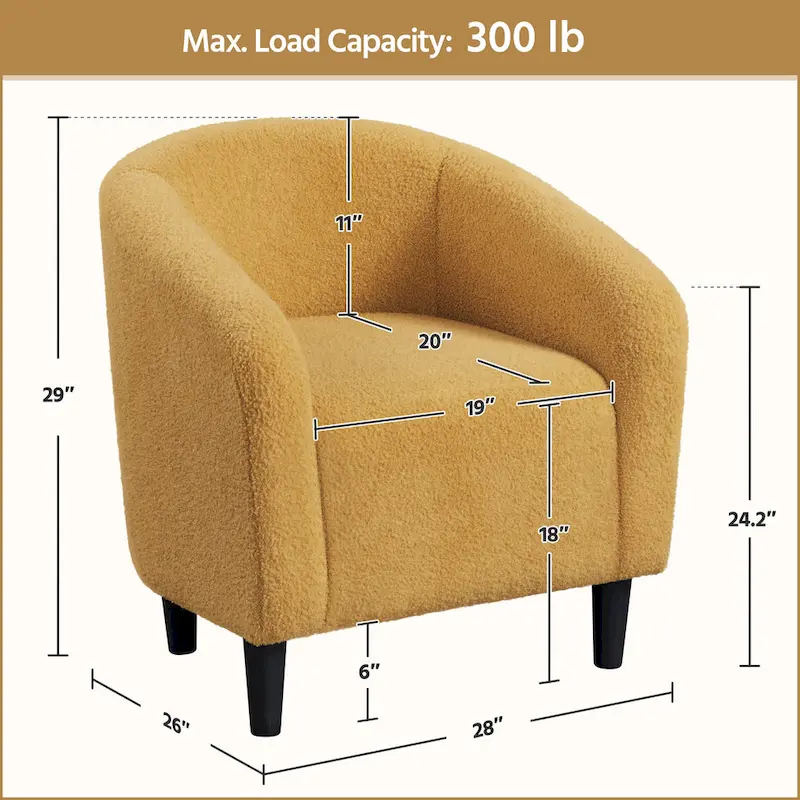 Yaheetech Club Chair Accent Barrel Chair Upholstered Arm Chair