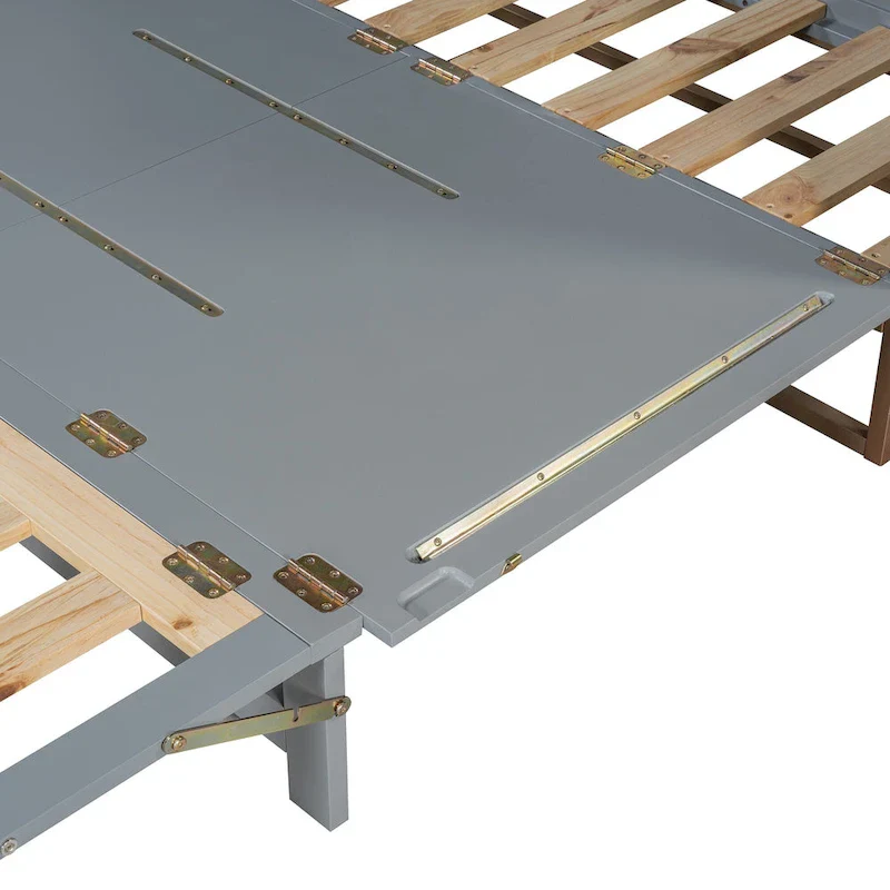 Queen Murphy Bed with Cabinet - White/Gray/Blue