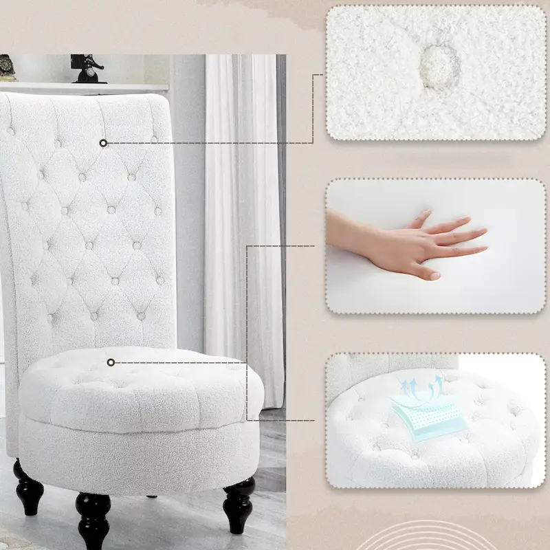 AVAWING Set of 2 Throne Royal Chair Thick Padding and Rubberwood Legs