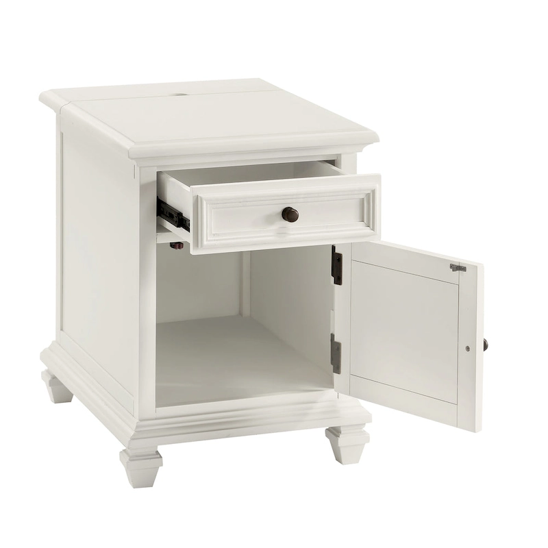 Steve Silver Castana Modern Farmhouse Soft White Side Table with USB