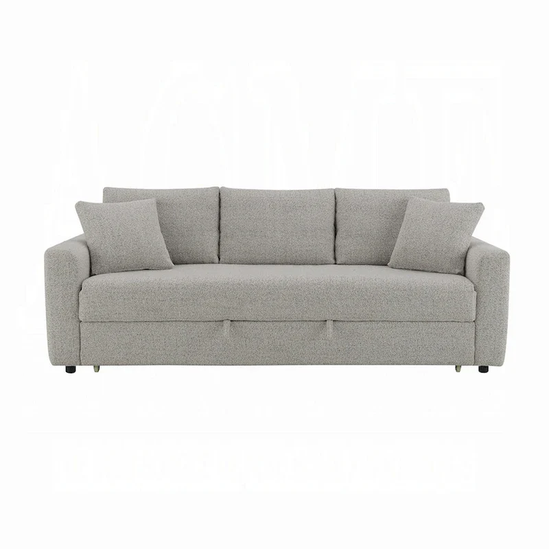 Conan Sleeper Sofa, Full Fold Out Bed, 2 Pillows, Gray Boucle, 89 Inch