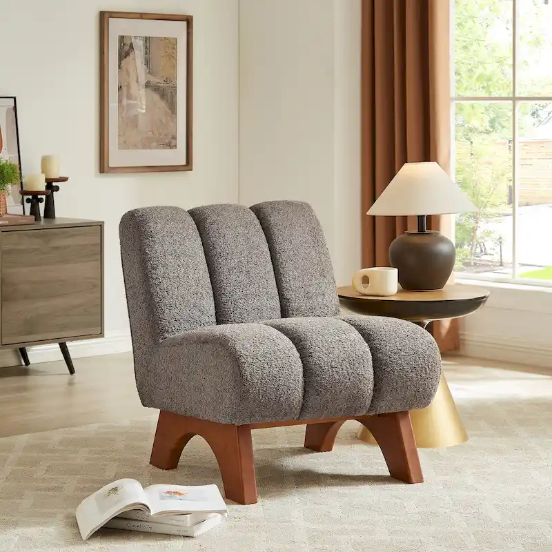 Art Leon Modern Wood and Fabric Accent Sofa Chair
