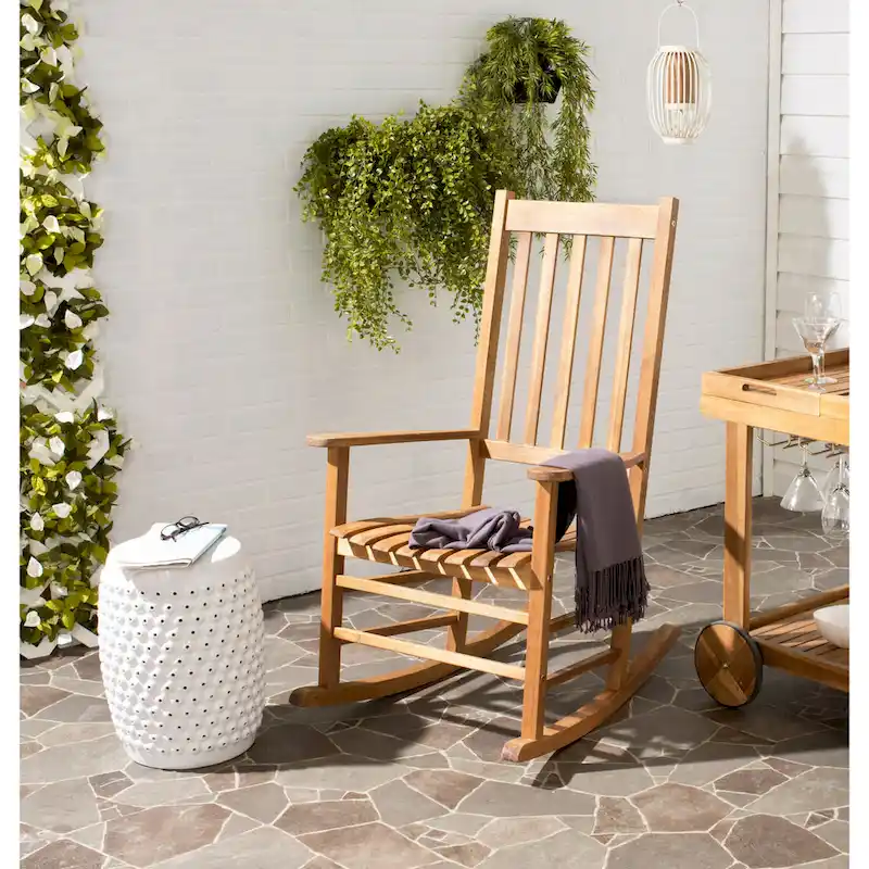 SAFAVIEH Outdoor Marilijn Acacia Wood Rocking Chair - 26W x 45D x 34H