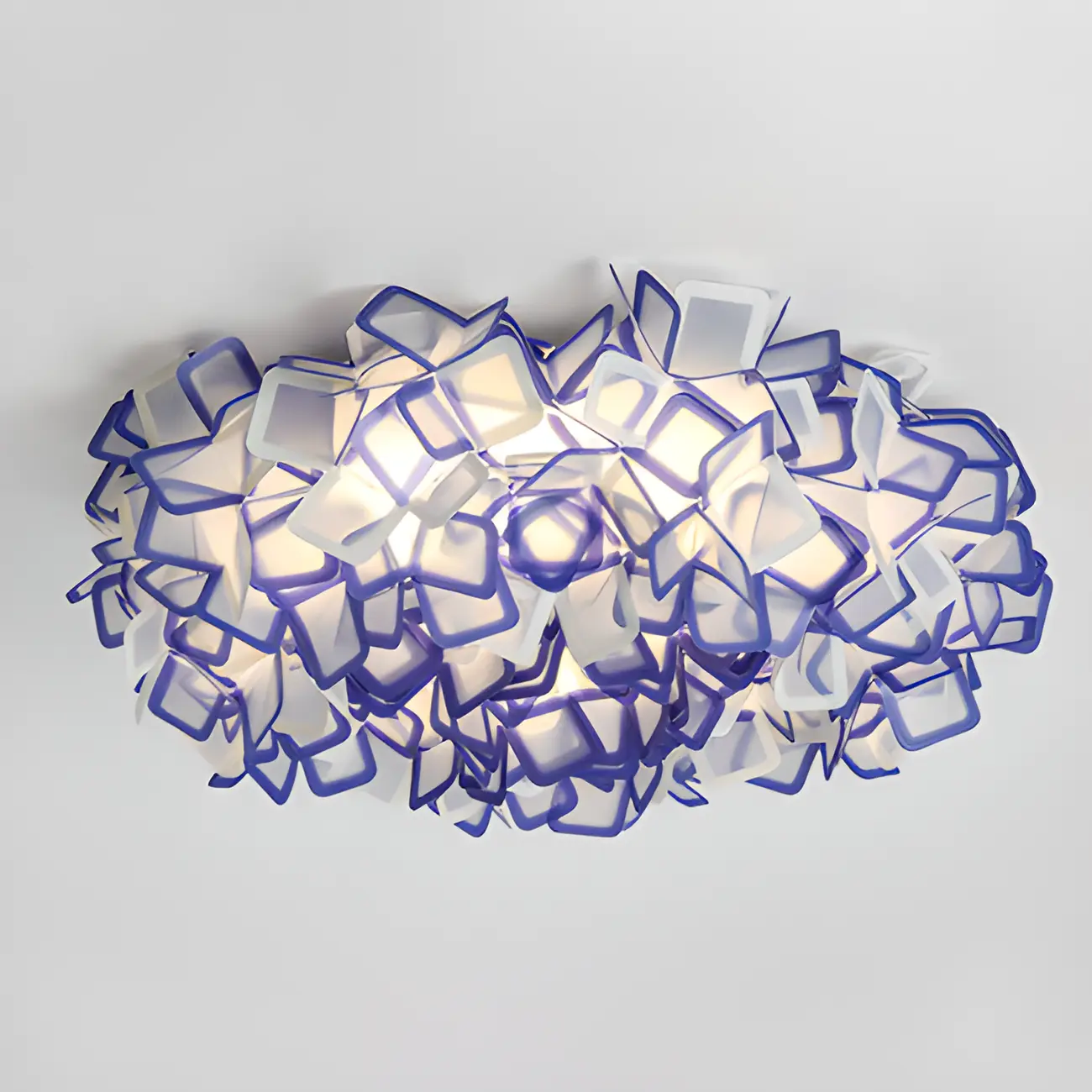 Art Deco White Geometric Plastic LED Flush Mount Ceiling Light