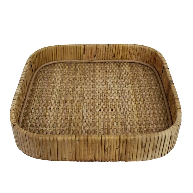 HomeRoots 11  Natural Square Bamboo Handmade Serving Tray