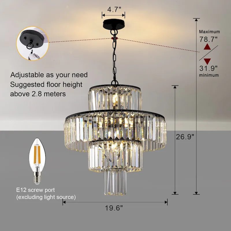 Black Luxury Crystal Chandelier Modern Chandeliers Lights