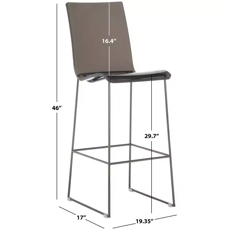 Bryant Acrylic Barstool - SFV2564 - Smoke Grey/Gunmetal - Safavieh Couture