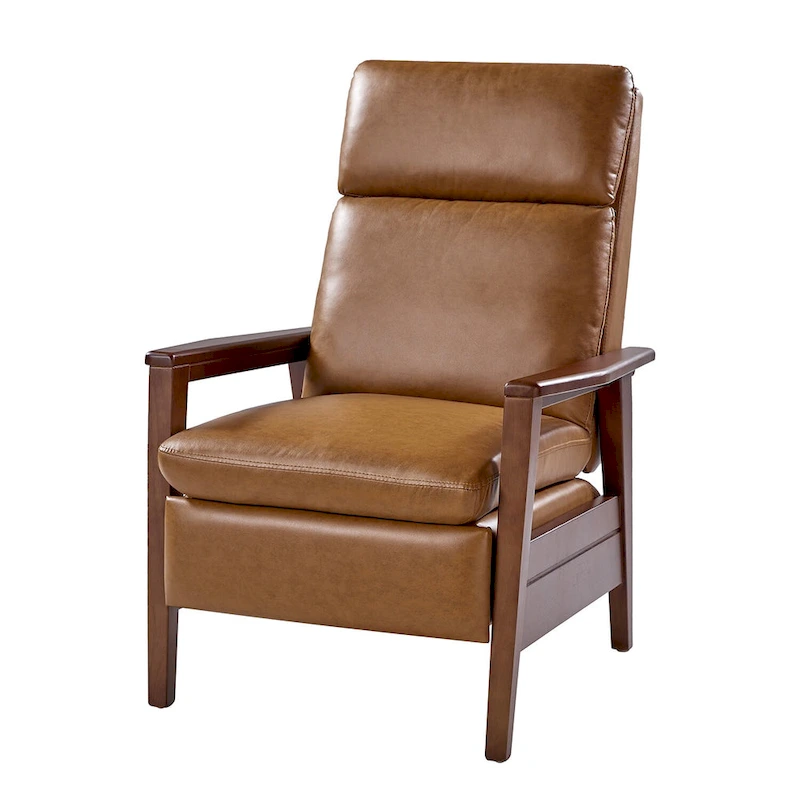 Patrick Mid-century Vegan Leather Solid Wood Recliner by HULALA HOME