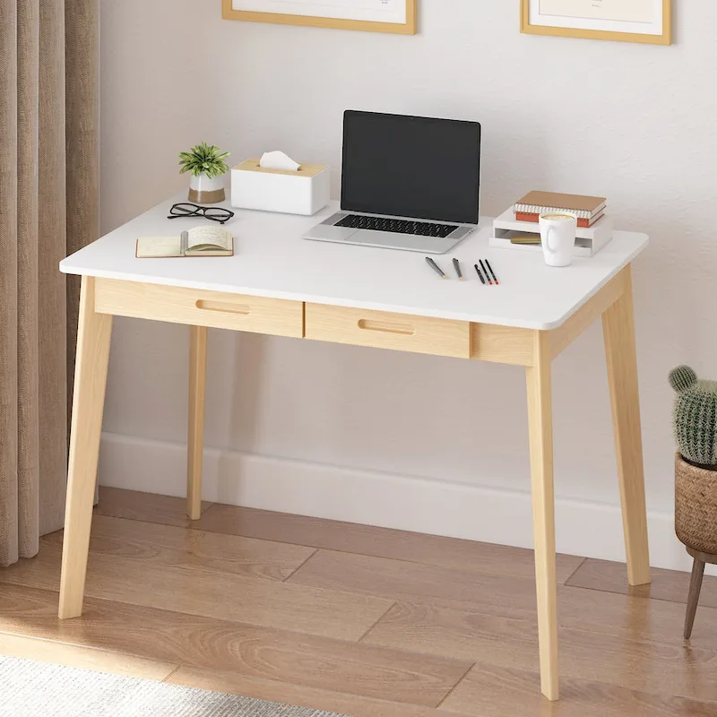 Wood Desk - 39.4W, Multi-Functional, Rounded Corners, Optional Drawers, Easy Assembly
