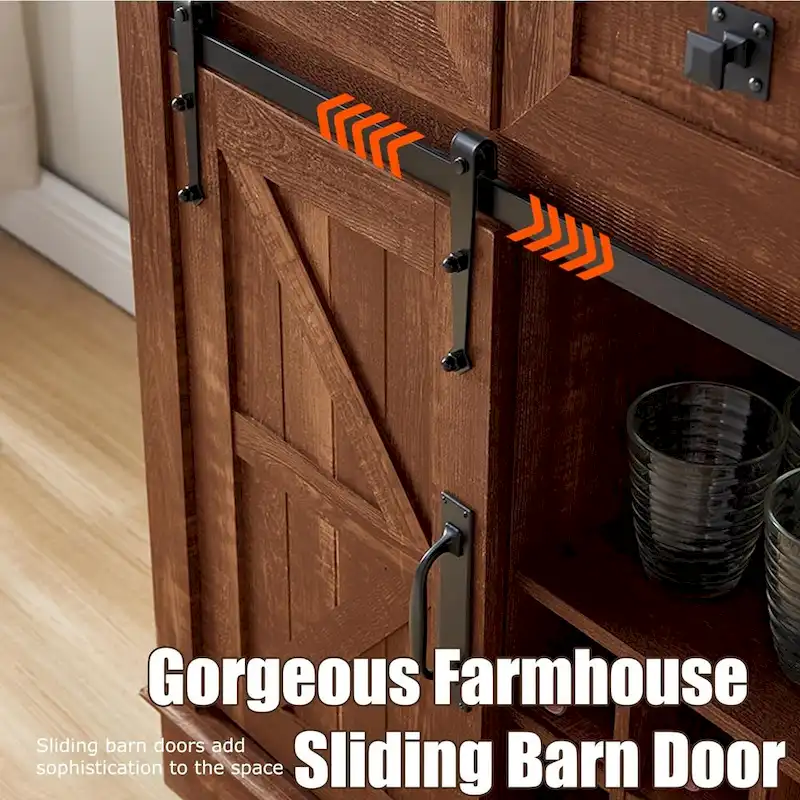 Farmhosue Bar Cabinet, Kitchen Buffet, Coffee Bar Sideboard Table