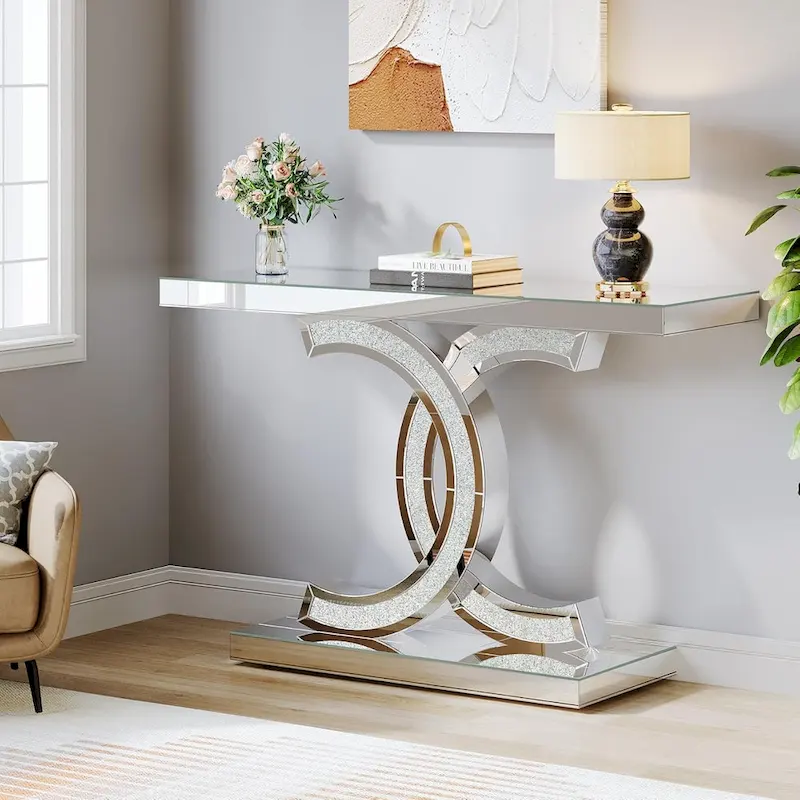Console Table, Entryway Table with Geometric Legs, Sofa Table - 11.81D x 39.37W x 31.49H