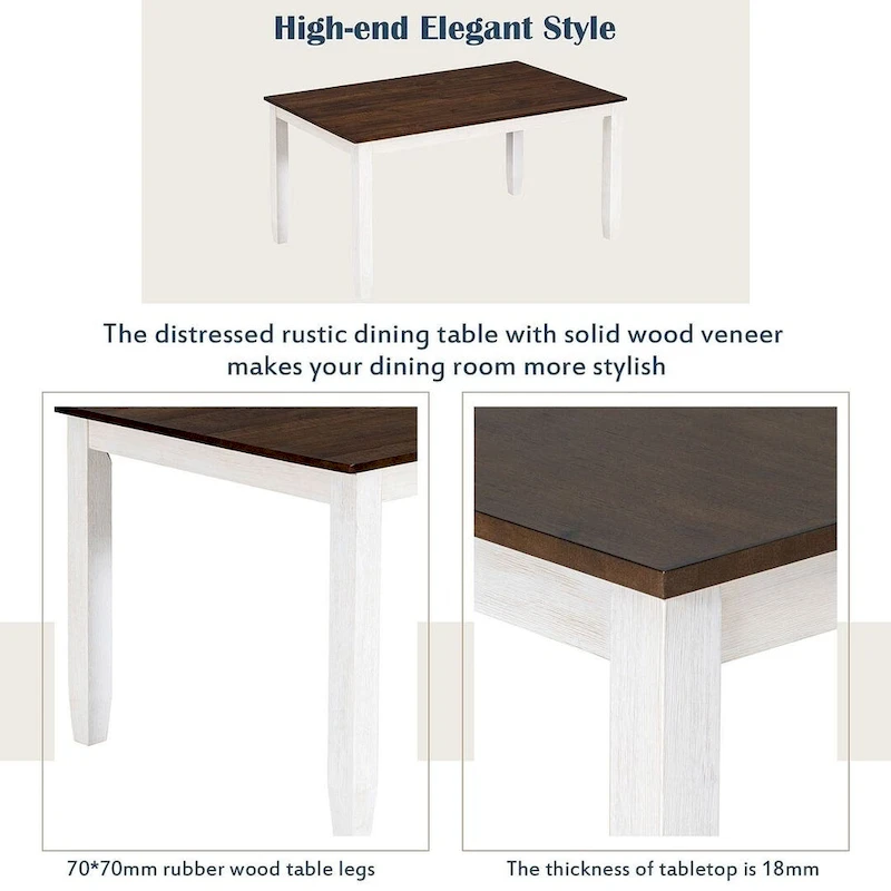 6-Piece Dining Room Table Set with 4 Chairs & a Bench