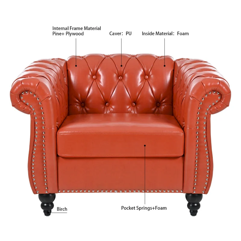 Christopher Knight Home- Winston PU Leather Chesterfield Club Chair